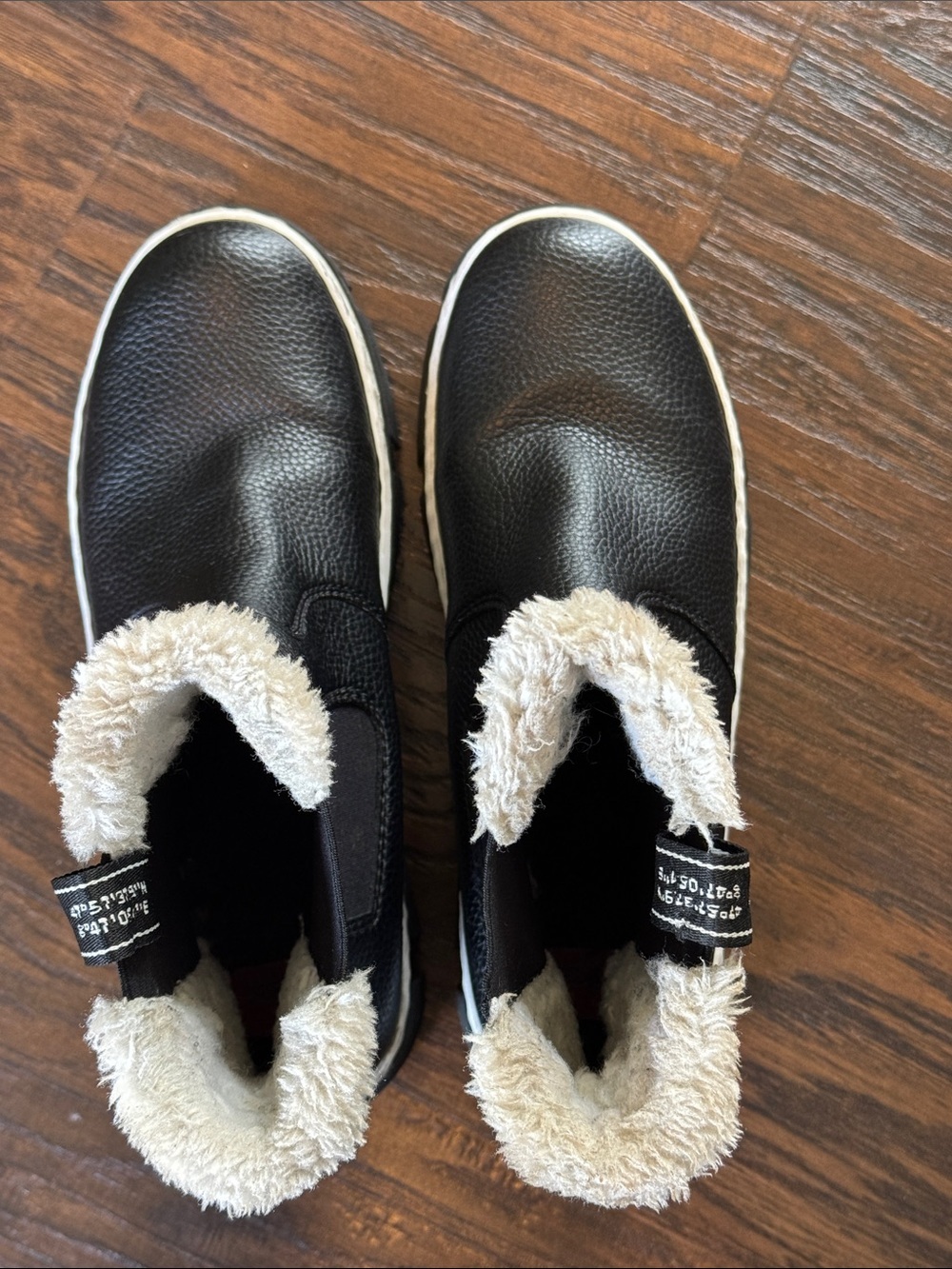 Rieker Black Ankle Boots with Cream Fur Trim - Picture 11 of 11